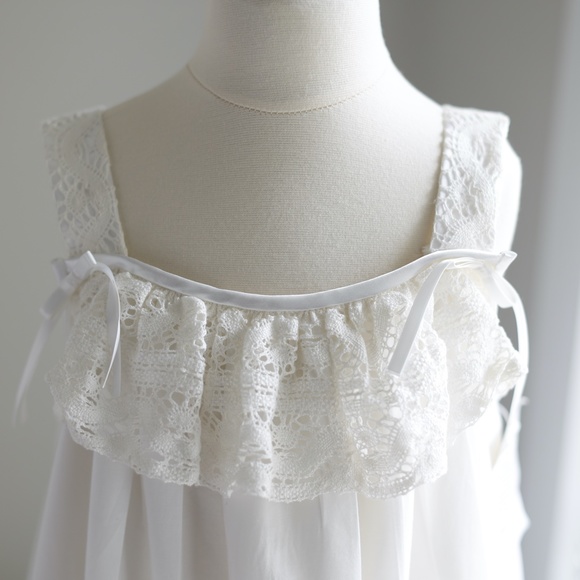 Strasburg IVORY Cotton Slip Dress with Crocheted Lace Boho Girls Size 8/10 NWT - Picture 2 of 7